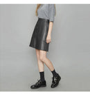 High Waist Faux Leather Mini Skirt A-Line Women Autumn Winter