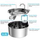 Smart Stainless Steel Automatic Pet Cat & Dog Water Fountain Filter Fountain Smart Drinking Bowl