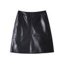 High Waist Faux Leather Mini Skirt A-Line Women Autumn Winter