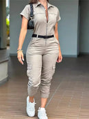 WorkEase™ Women’s Zipper Workwear Jumpsuit with Belt