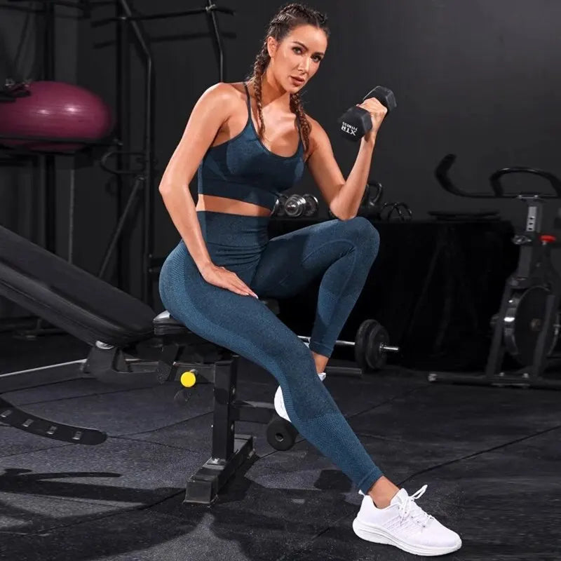 FlexShape™ Women’s Seamless Yoga Set – High Waist Leggings & Sports Bra Gym Outfit (2-Piece)