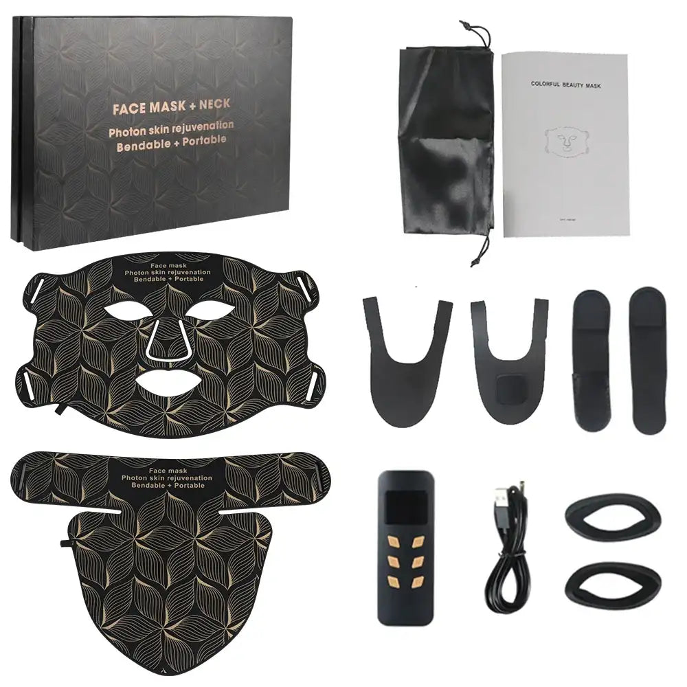 8 Color LED Light Therapy Face & Neck Mask – Red & Near Infrared Anti-Aging Facial Device for Wrinkles, Acne, Skin Tightening & Oil Control