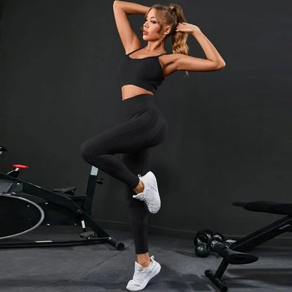 FlexShape™ Women’s Seamless Yoga Set – High Waist Leggings & Sports Bra Gym Outfit (2-Piece)