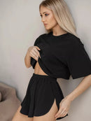 Women’s Soft Pajama Lounge Set – Summer Sleepwear with Shorts