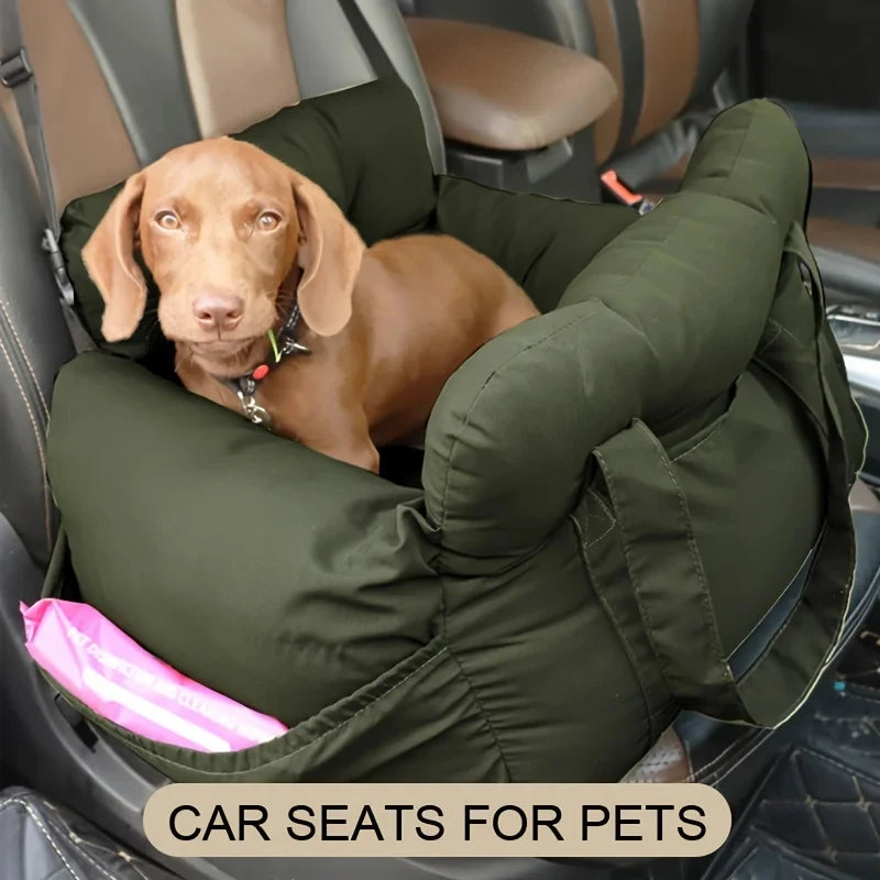 Premium Non-Slip Dog Car Seat Booster Bed with Safety Belt