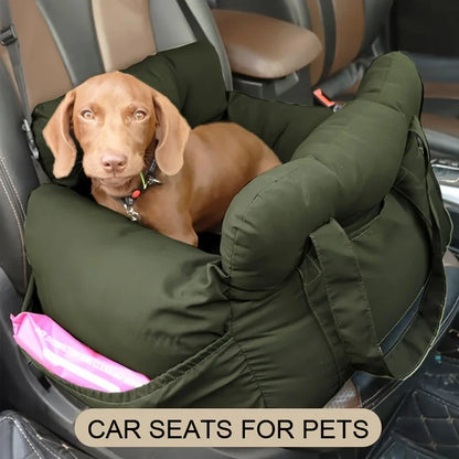 Premium Non-Slip Dog Car Seat Booster Bed with Safety Belt