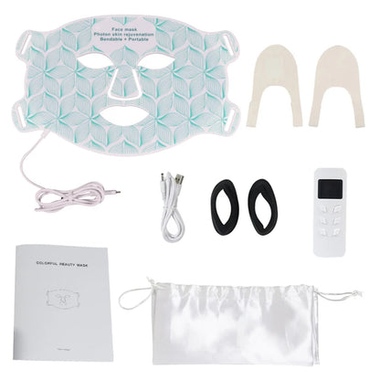 Maschera per viso e collo con terapia della luce LED a 8 colori - Dispositivo anti-invecchiamento per il viso a infrarossi rossi e vicini per rughe, acne, rassodamento della pelle e controllo del sebo