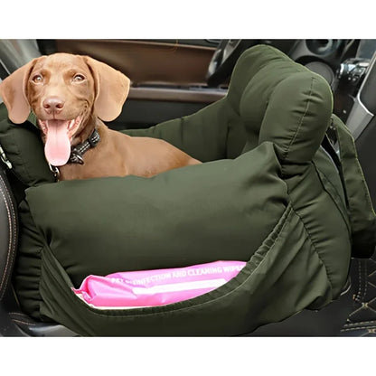 Premium Non-Slip Dog Car Seat Booster Bed with Safety Belt
