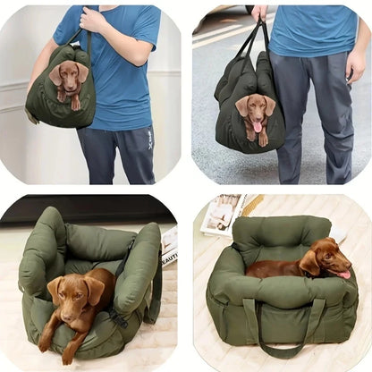 Premium Non-Slip Dog Car Seat Booster Bed with Safety Belt