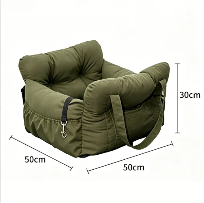 Premium Non-Slip Dog Car Seat Booster Bed with Safety Belt