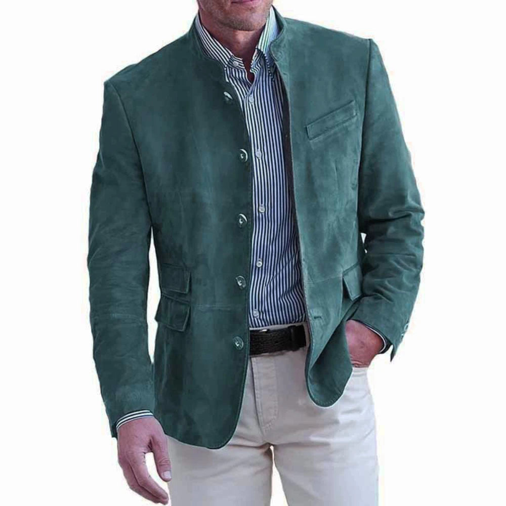 Men’s Smart Casual Blazer Jacket – Stand Collar Single Breasted Business Coat