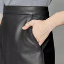 High Waist Faux Leather Mini Skirt A-Line Women Autumn Winter