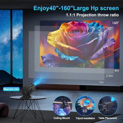 HY320 Mini Smart Projector 4K Support Android 11 WiFi 6 BT 5.0