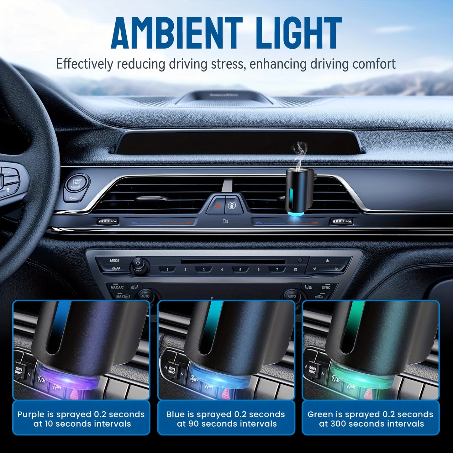 Difusor de aroma para coche inteligente y purificador de aire de iones negativos con tecnología de aceites esenciales